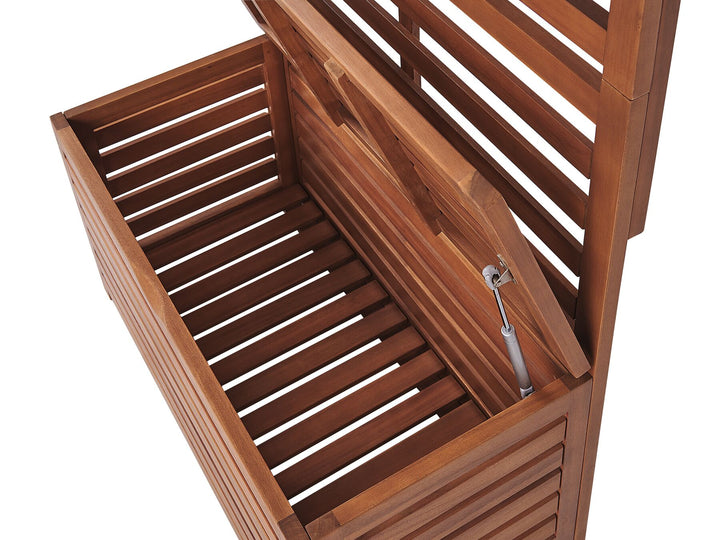 Matino Acacia Wood Storage Bench with Wall Panel 80 cm
