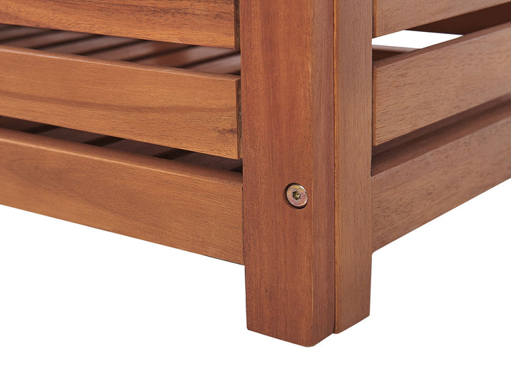 Matino Acacia Wood Storage Bench with Wall Panel 80 cm