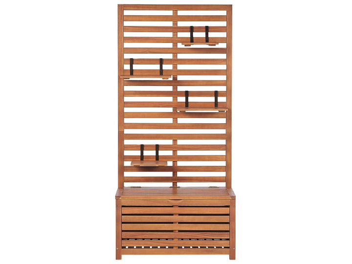 Matino Acacia Wood Storage Bench with Wall Panel 80 cm