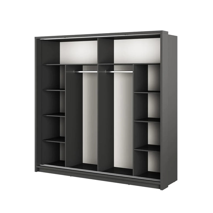 Isabella Sliding Door Wardrobe 220cm Black Matt With LED Lights