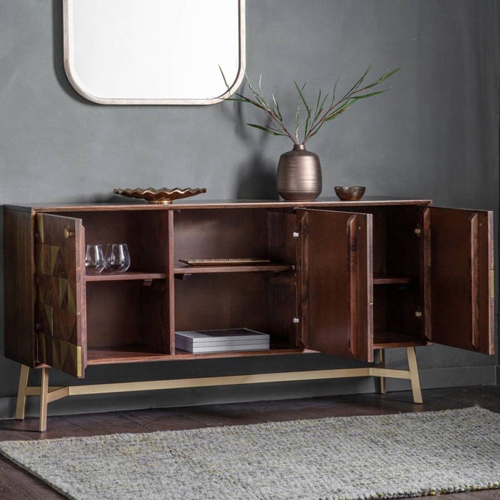 Tate 3 Door Sideboard in Brown and Gold