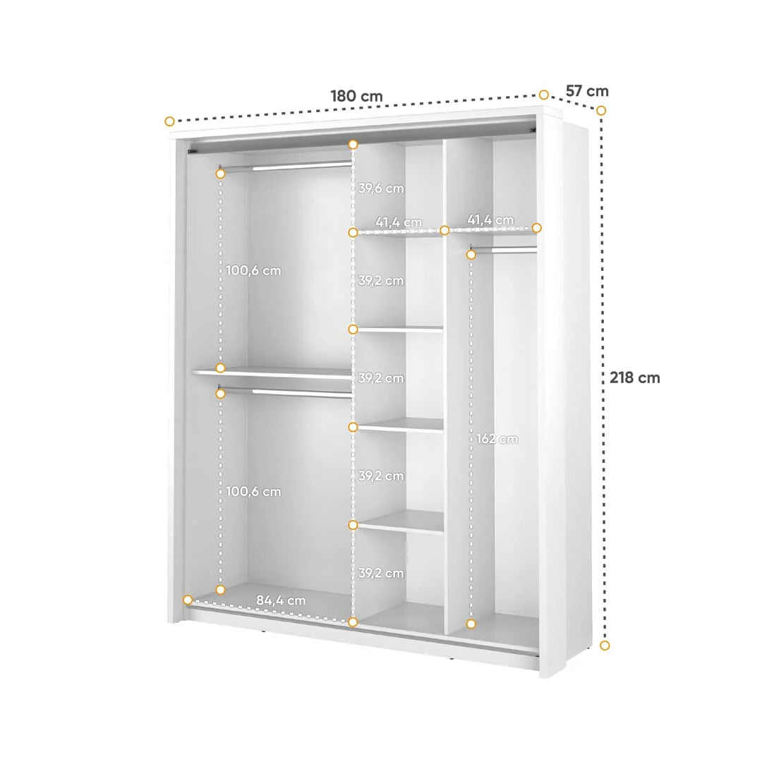 Isabella Sliding Door Wardrobe 180cm White Matt