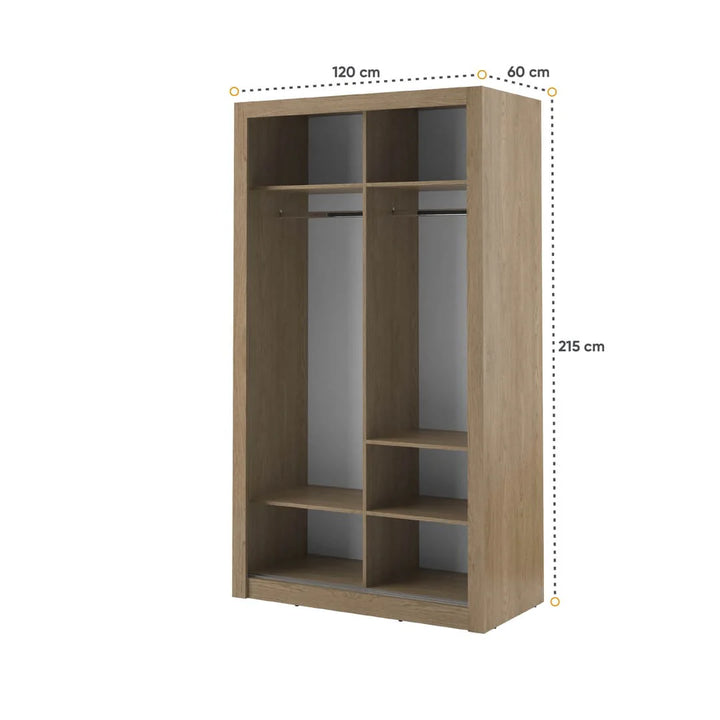 Arti 19 - 2 Sliding Door Wardrobe 120cm Oak Shetland