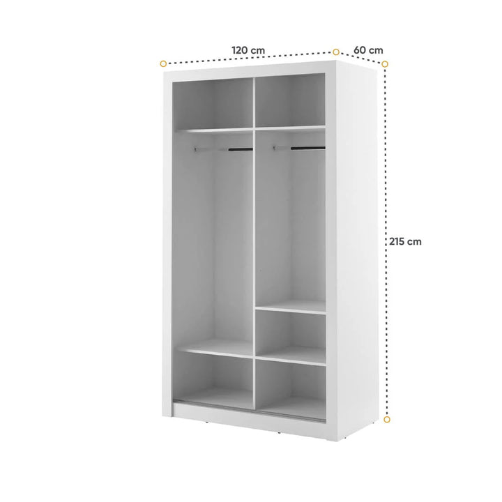 Isabella Sliding Door Wardrobe 120cm White Matt