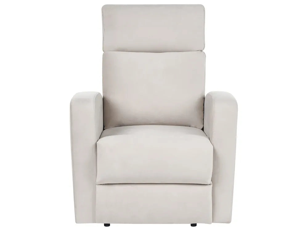 Manual Recliner Living Room Set 3 Seater Velvet Beige Beetner