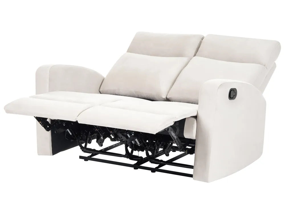 Manual Recliner Living Room Set 3 Seater Velvet Beige Beetner