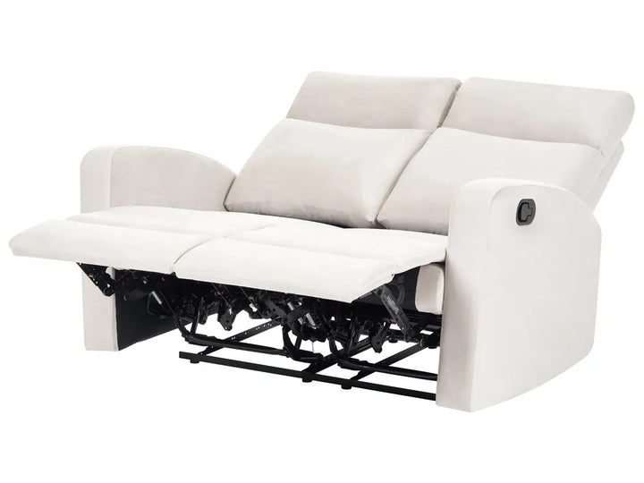 Manual Recliner Living Room Set 3 Seater Velvet Beige Beetner