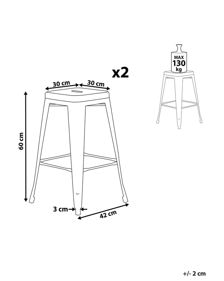 Set of 2 Bar Stools Metal Black Exceptionally Easy Care Xelvin