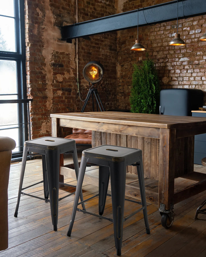 Set of 2 Bar Stools Metal Black Exceptionally Easy Care Xelvin