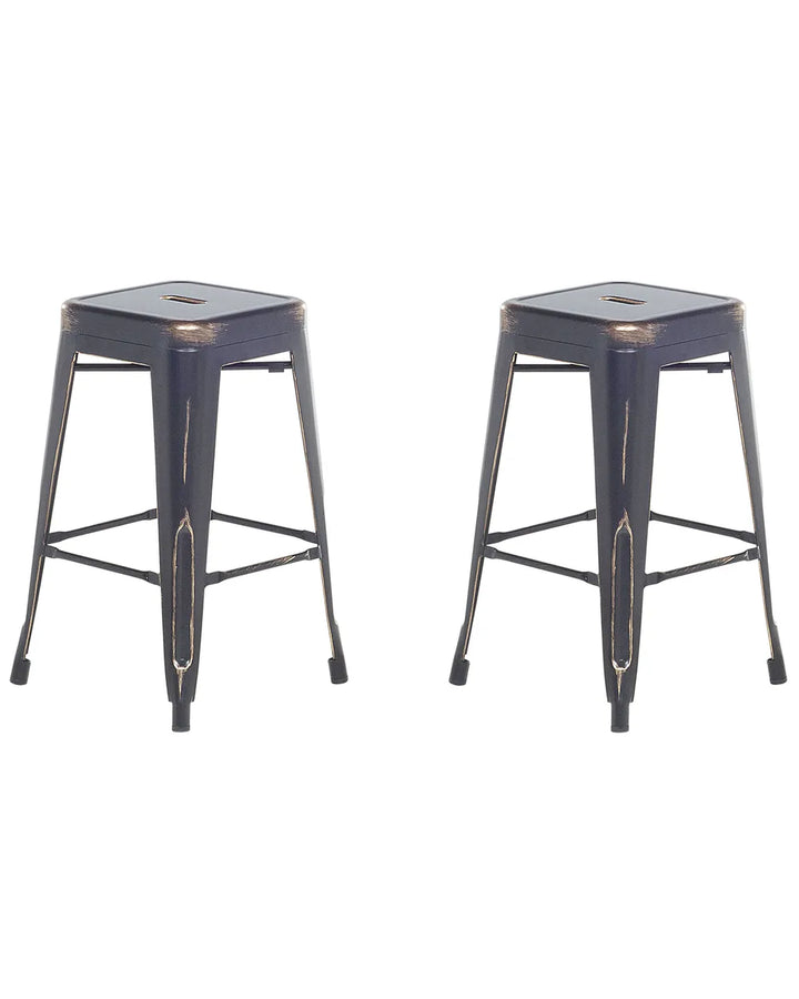 Set of 2 Bar Stools Metal Black Exceptionally Easy Care Xelvin
