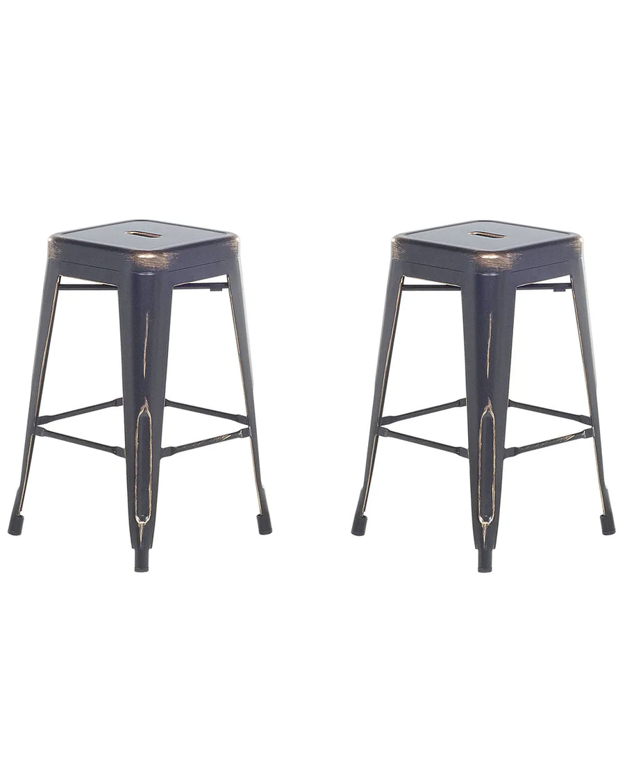 Set of 2 Bar Stools Metal Black Exceptionally Easy Care Xelvin