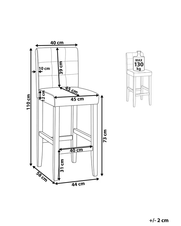 Bar Chair Faux Leather Dark Brown Decorative Tufting Ulvero