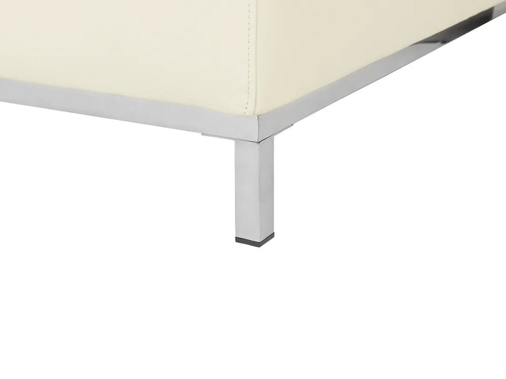 Corner Sofa 5 Seater Leather Light Beige with Ottoman Left Hand Thremo