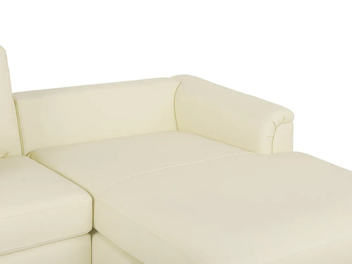 Corner Sofa 5 Seater Leather Light Beige with Ottoman Left Hand Thremo