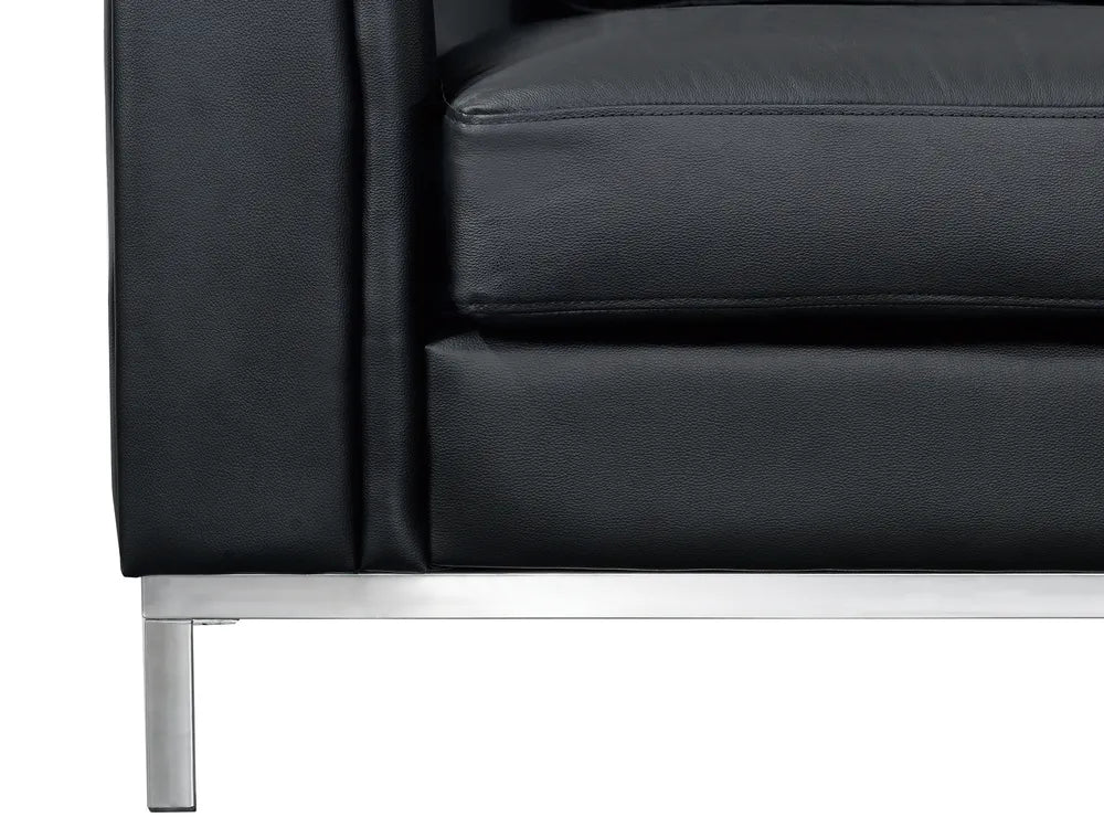 Corner Sofa 5 Seater Leather Black with Ottoman Left Hand Thremo