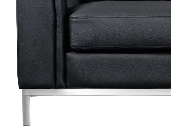 Corner Sofa 5 Seater Leather Black with Ottoman Left Hand Thremo