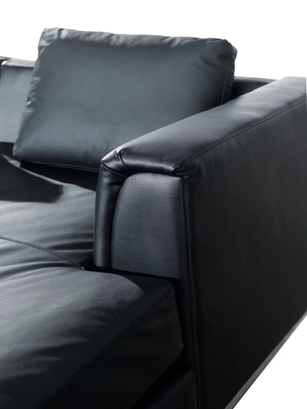 Corner Sofa 5 Seater Leather Black with Ottoman Left Hand Thremo