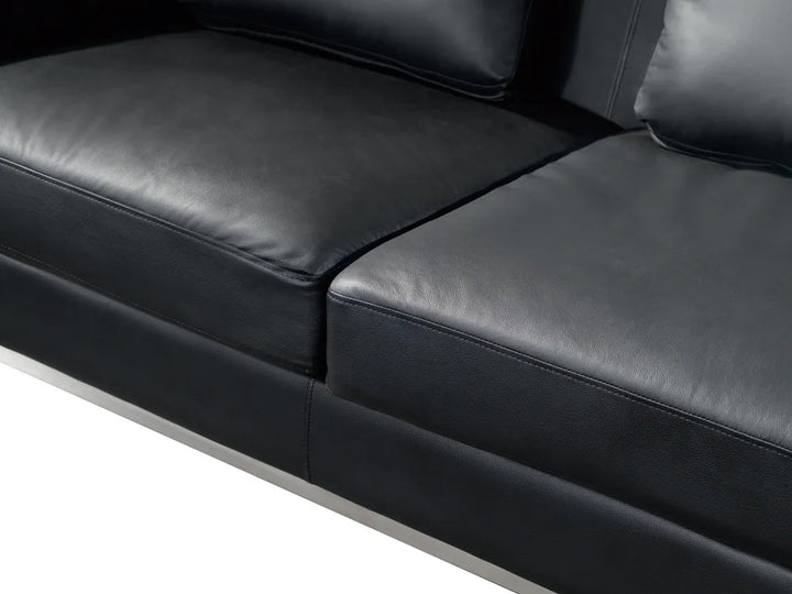 Corner Sofa 5 Seater Leather Black with Ottoman Left Hand Thremo