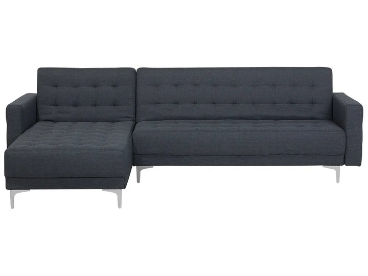 Modular Corner Sofa Bed 4 Seater Fabric Dark Grey Right Hand Denby