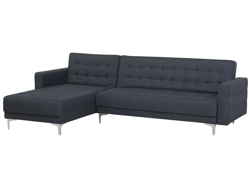 Modular Corner Sofa Bed 4 Seater Fabric Dark Grey Right Hand Denby