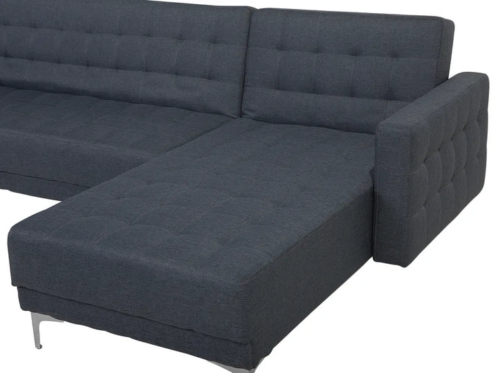 Modular Corner Sofa Bed 4 Seater Fabric Dark Grey Left Hand Denby