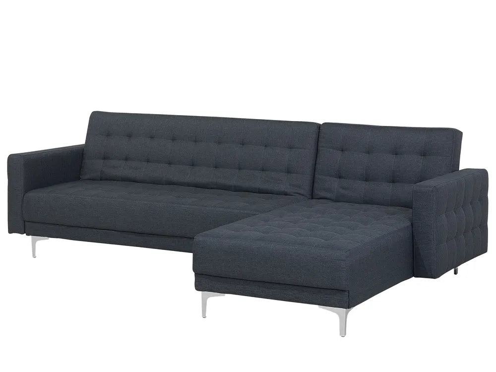 Modular Corner Sofa Bed 4 Seater Fabric Dark Grey Left Hand Denby