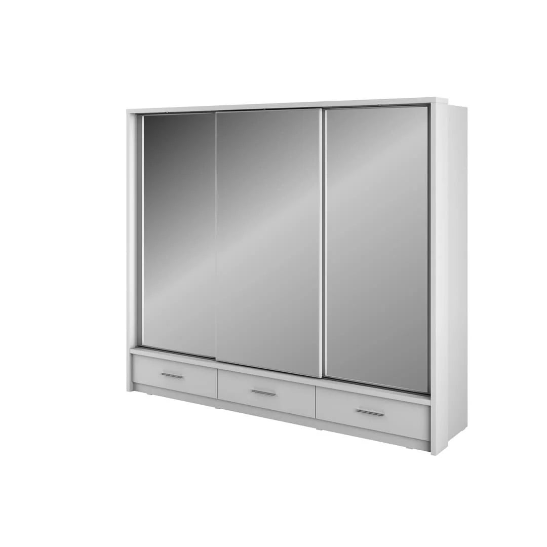 Arti 23 - 3 Sliding Door Wardrobe 250cm White Matt with LED Light