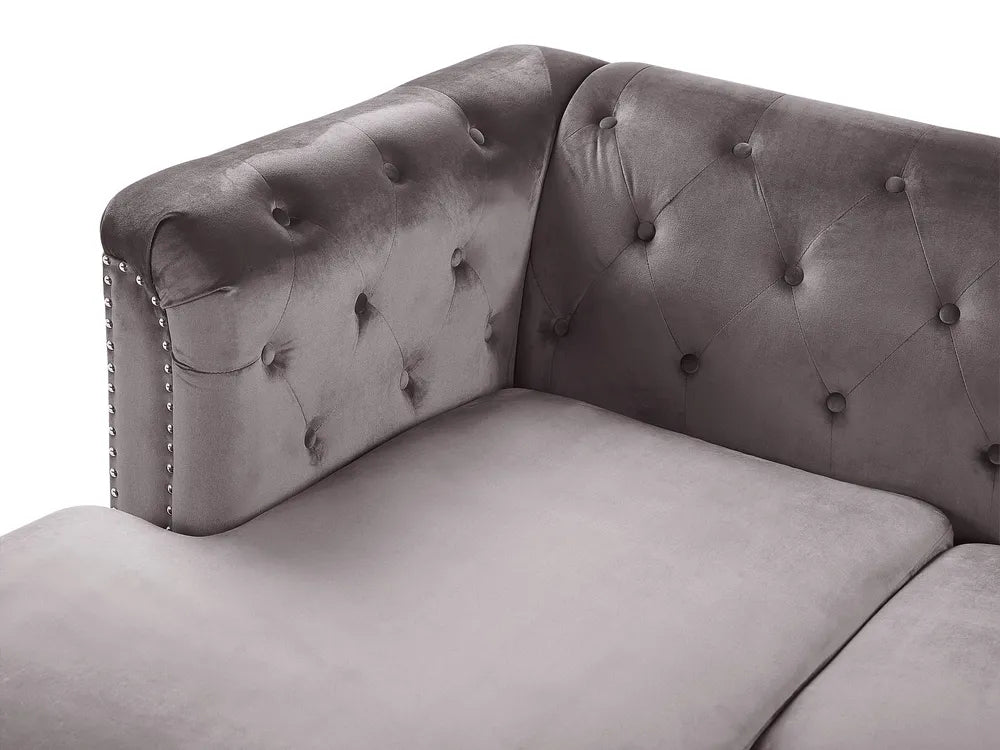 Corner Sofa 4 Seater Velvet Grey Left Hand Thremo