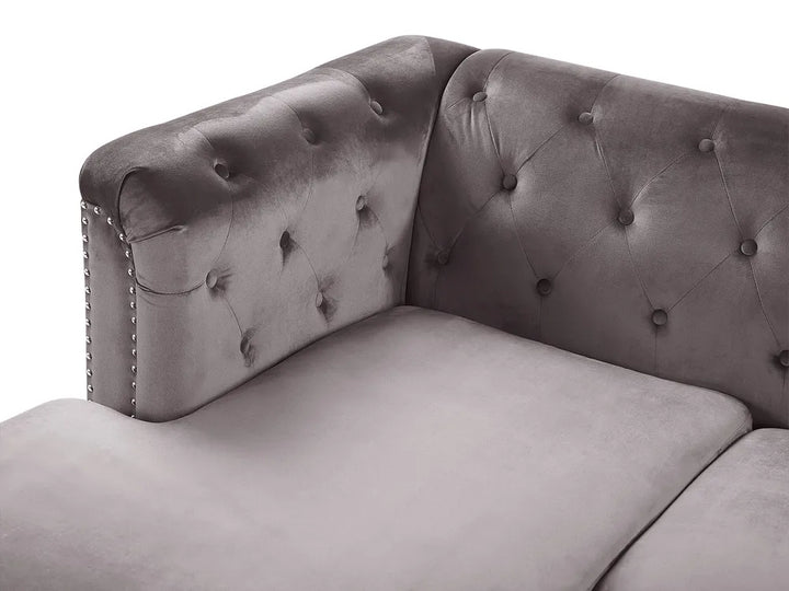 Corner Sofa 4 Seater Velvet Grey Left Hand Thremo