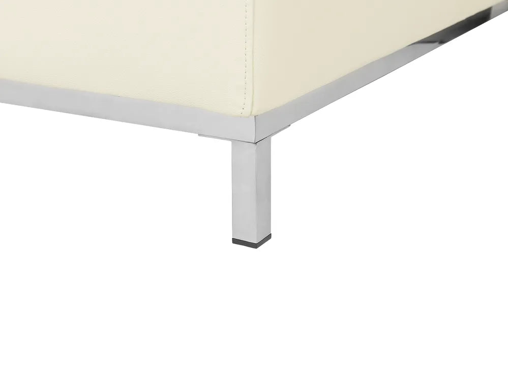 Corner Sofa 5 Seater Leather Light Beige with Ottoman Right Hand Thremo