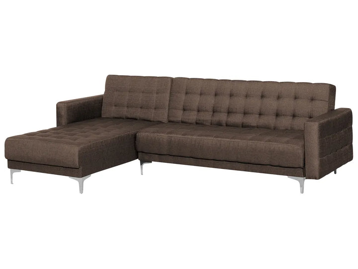 Modular Corner Sofa Bed 4 Seater Fabric Dark Brown Right Hand Denby