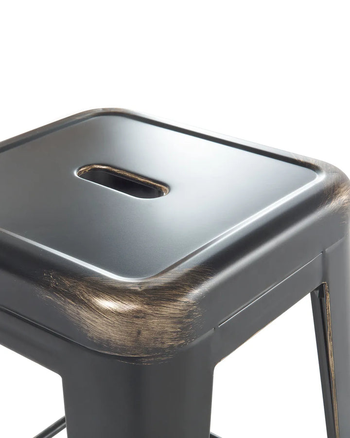 Set of 2 Bar Stools Metal Black Long-Lasting Wavaro