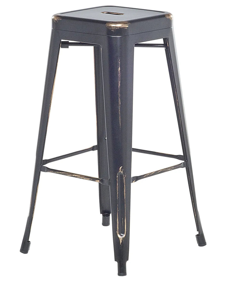 Set of 2 Bar Stools Metal Black Long-Lasting Wavaro