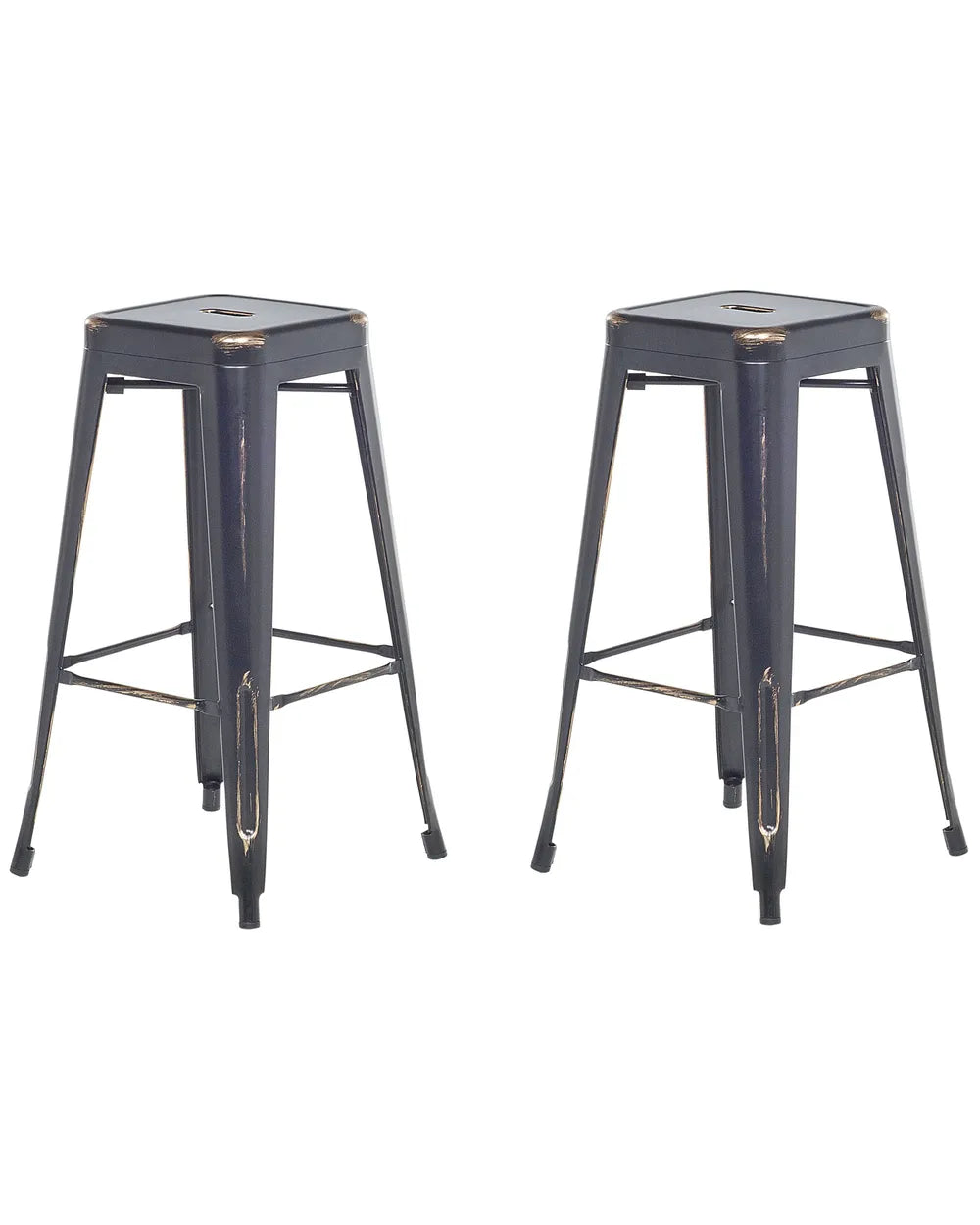 Set of 2 Bar Stools Metal Black Long-Lasting Wavaro