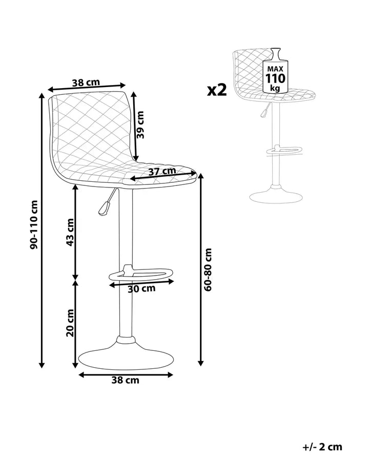 Set of 2 Bar Chairs Swivel Black Various Arrangement Possibilities Viston