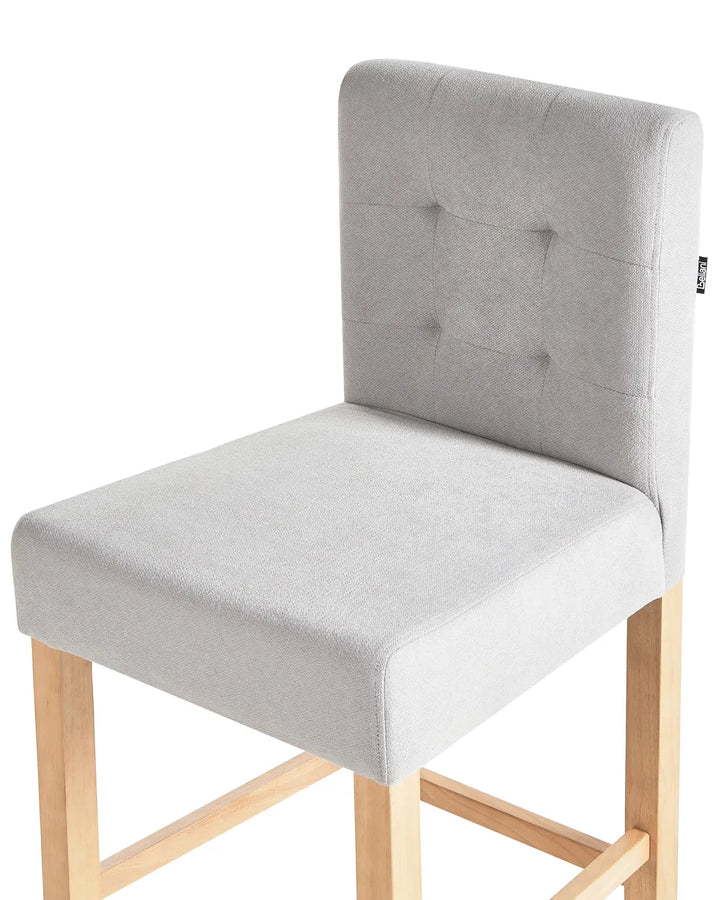 Set of 2 Bar Chairs Grey High-Quality Upholstery Cevoro