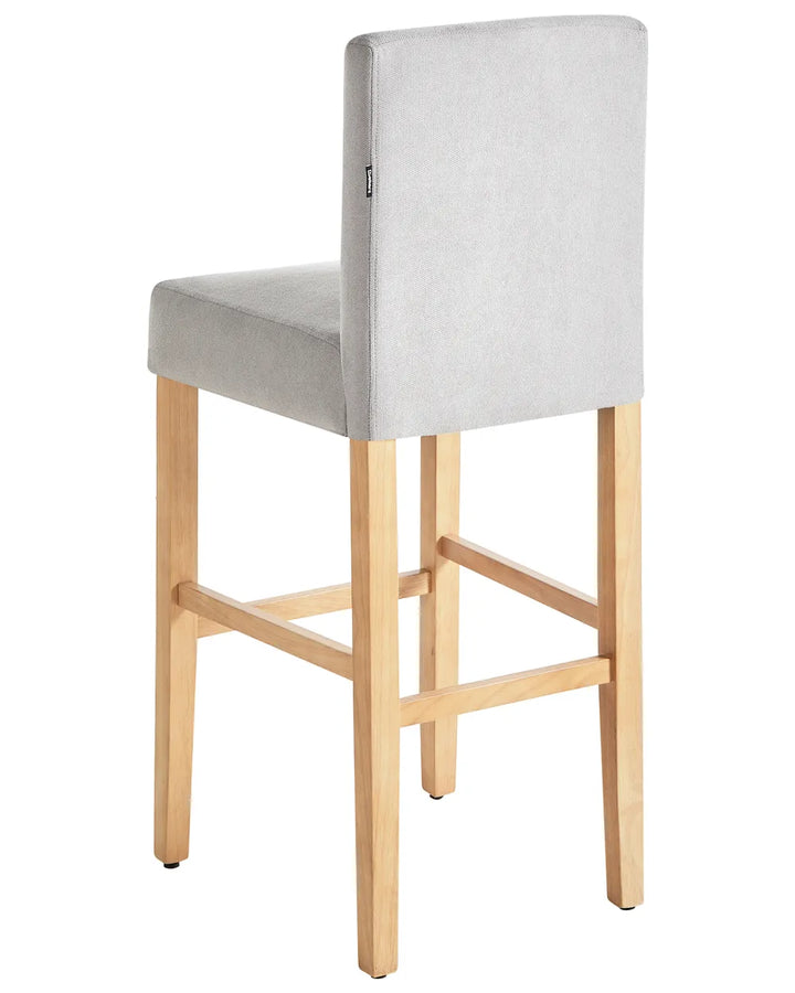 Set of 2 Bar Chairs Grey High-Quality Upholstery Cevoro