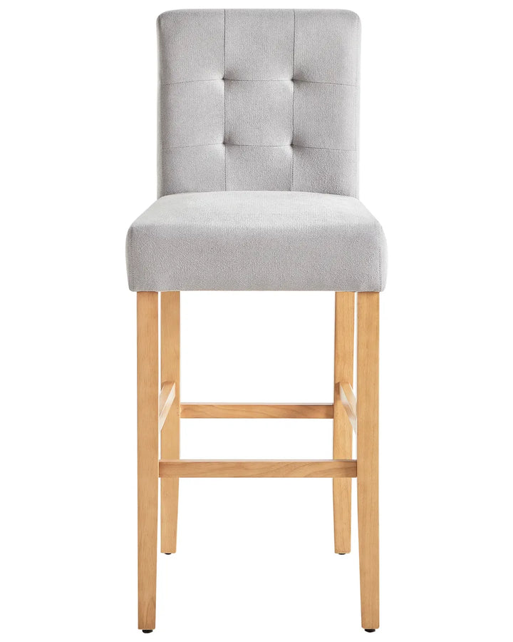 Set of 2 Bar Chairs Grey High-Quality Upholstery Cevoro