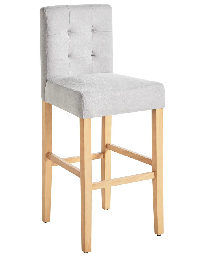 Set of 2 Bar Chairs Grey High-Quality Upholstery Cevoro