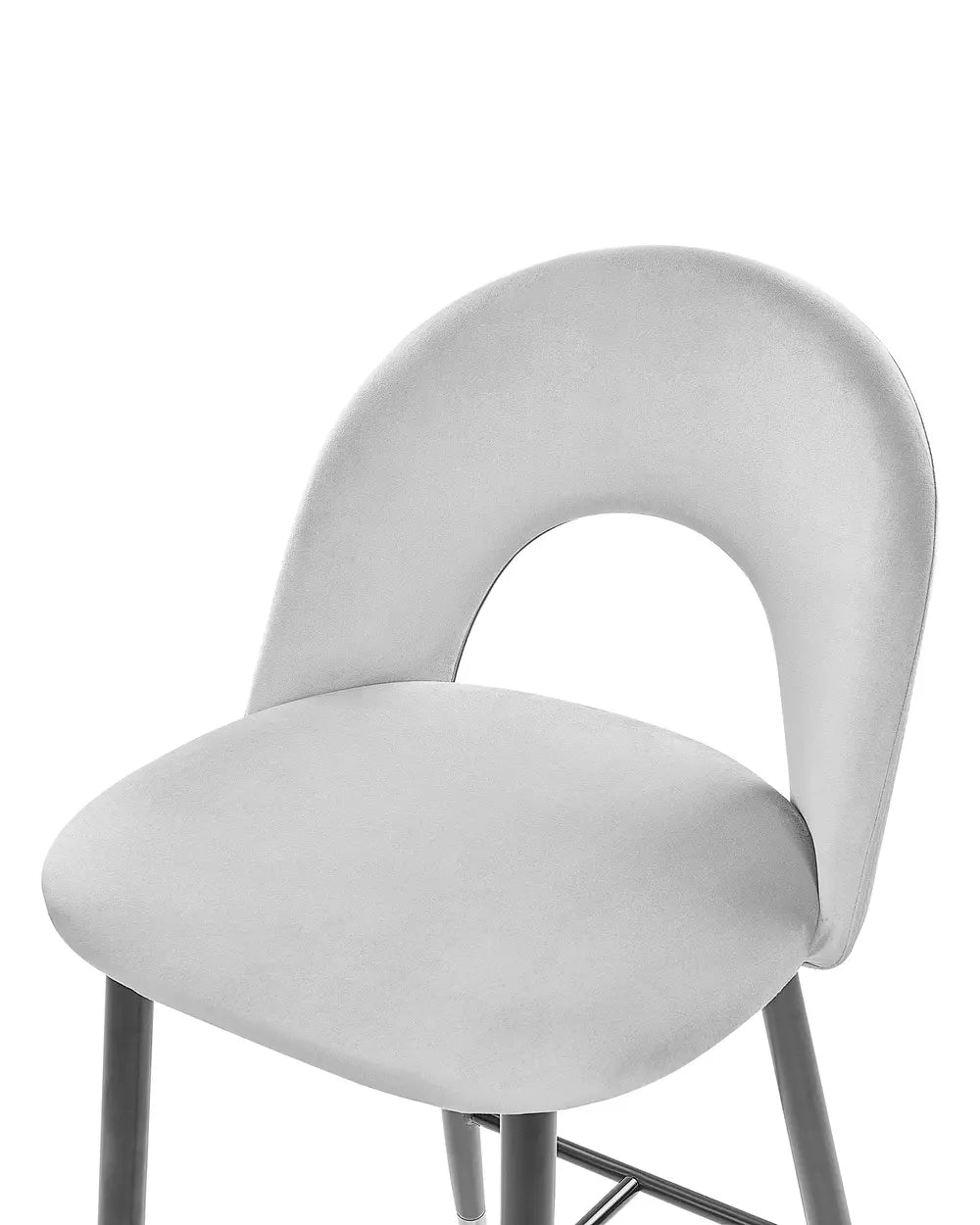Set of 2 Bar Chairs Velvet Grey Leg Caps for Surface Protection Enzora