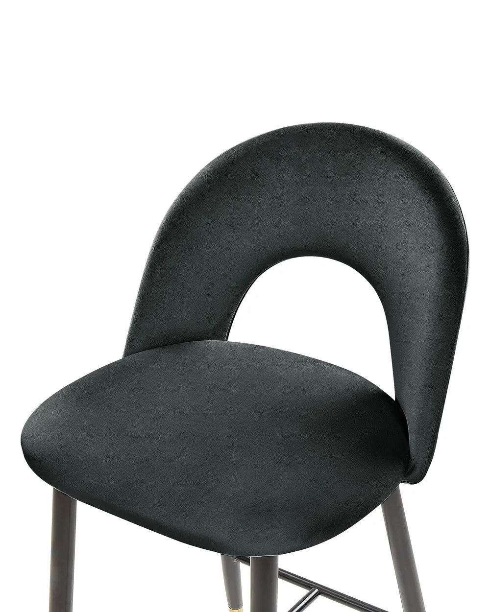 Set of 2 Bar Chairs Velvet Black Comfortable Footre Presta