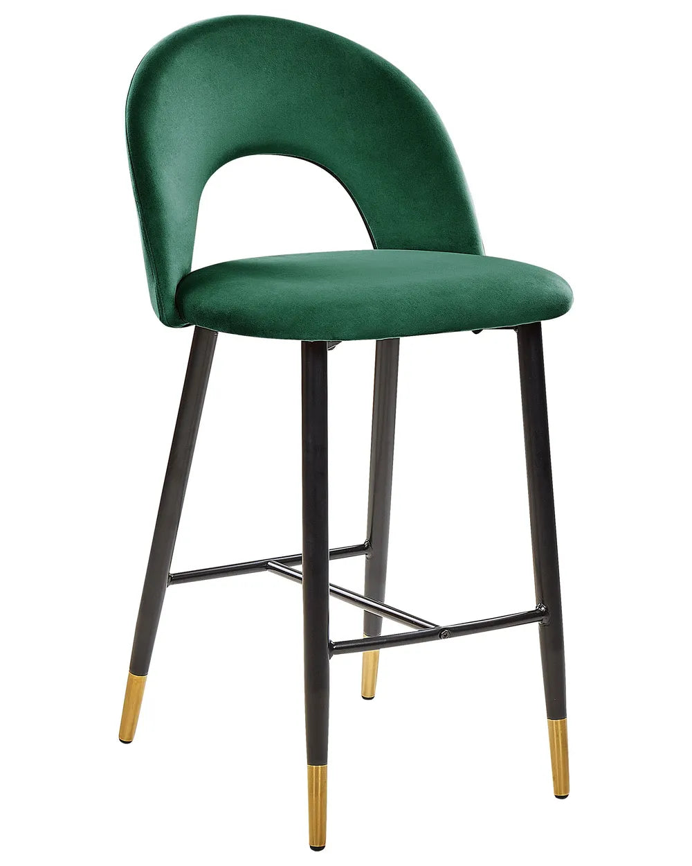 Set of 2 Bar Chairs Velvet Emerald Green Surface Protection Enzora
