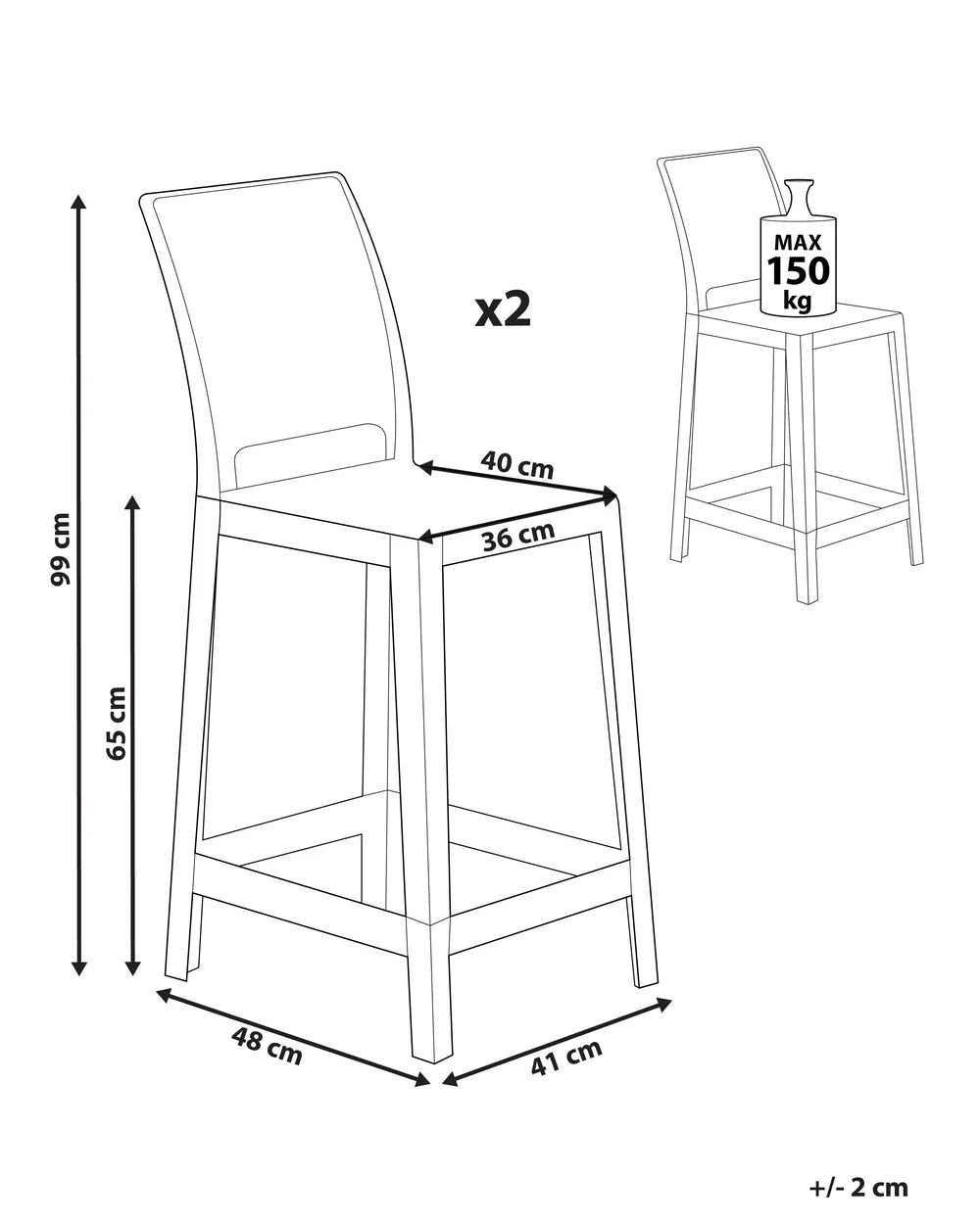 Set of 2 Bar Chairs Transparent Exceptionally Easy Care Wostin