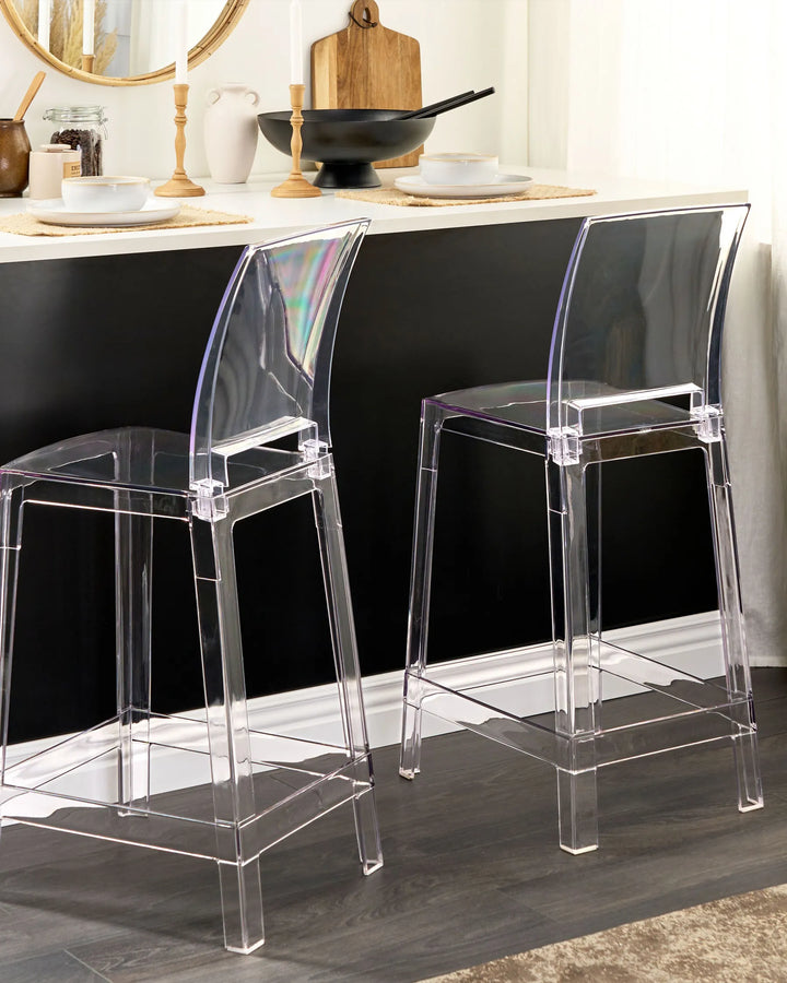 Set of 2 Bar Chairs Transparent Exceptionally Easy Care Wostin