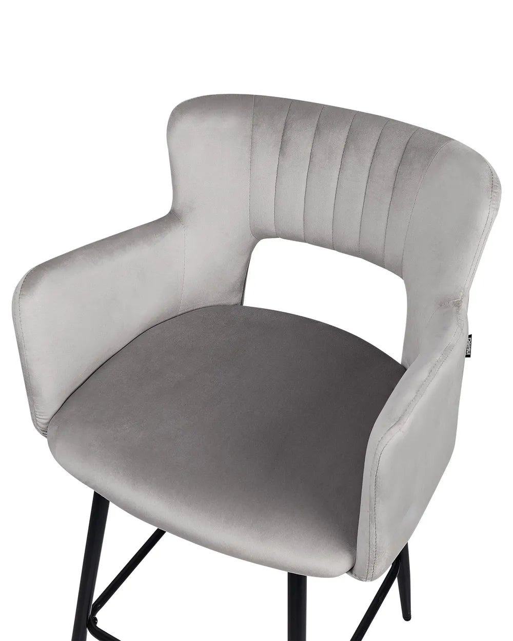 Set of 2 Bar Chairs Velvet Light Grey Precise Finish Gellon