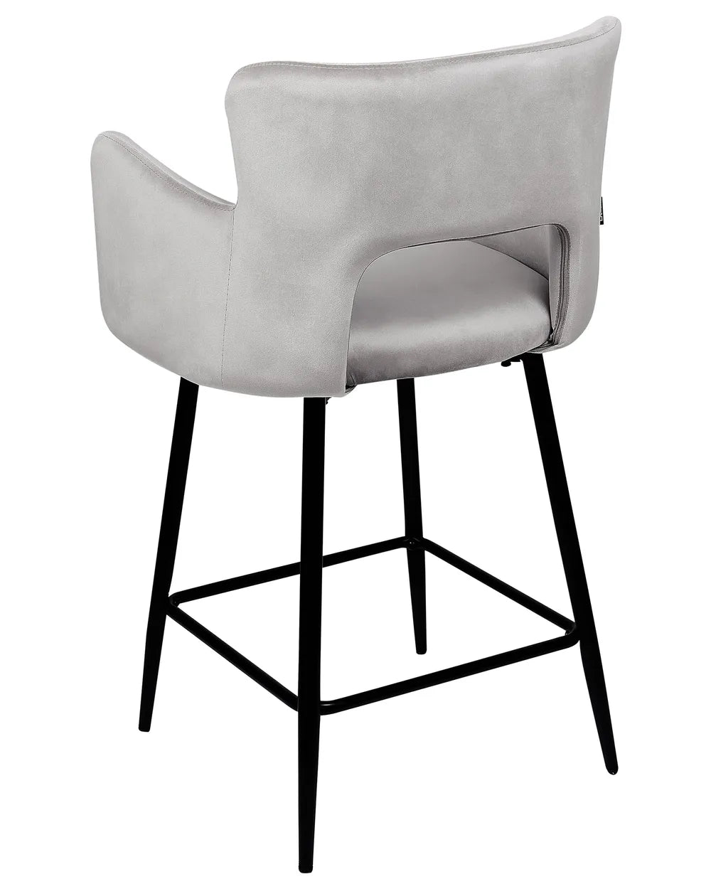 Set of 2 Bar Chairs Velvet Light Grey Precise Finish Gellon