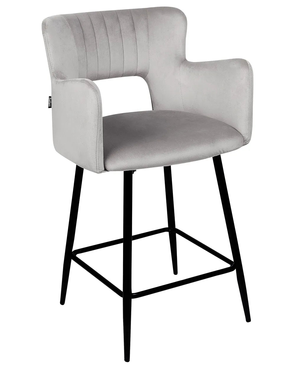 Set of 2 Bar Chairs Velvet Light Grey Precise Finish Gellon