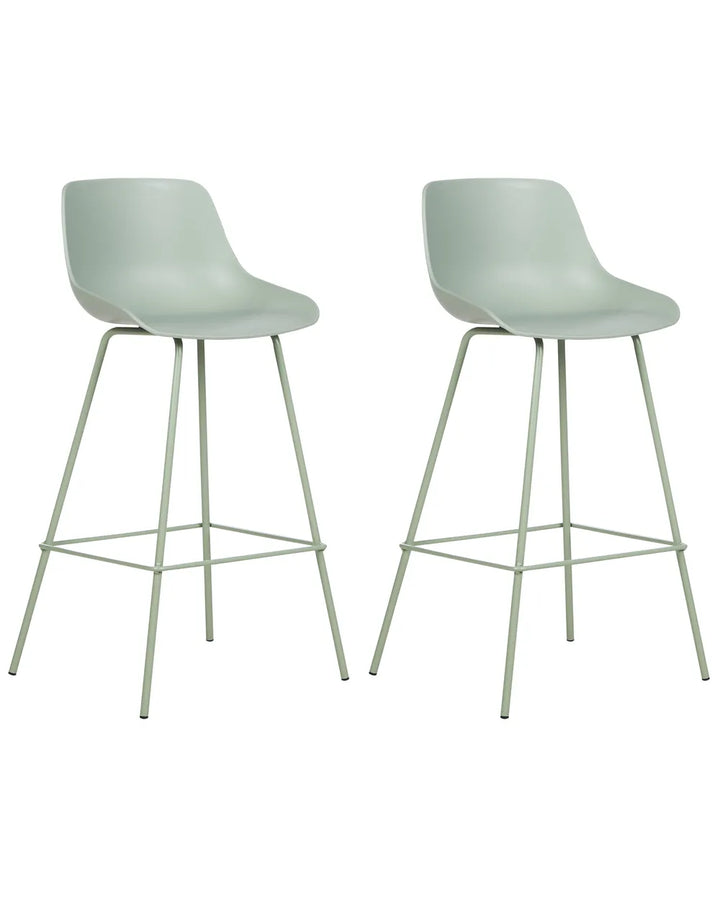 Set of 2 Bar Chairs Light Green Trendy Design Revora