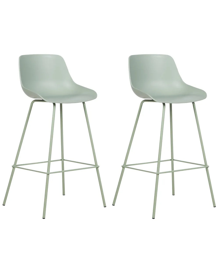Set of 2 Bar Chairs Light Green Trendy Design Revora