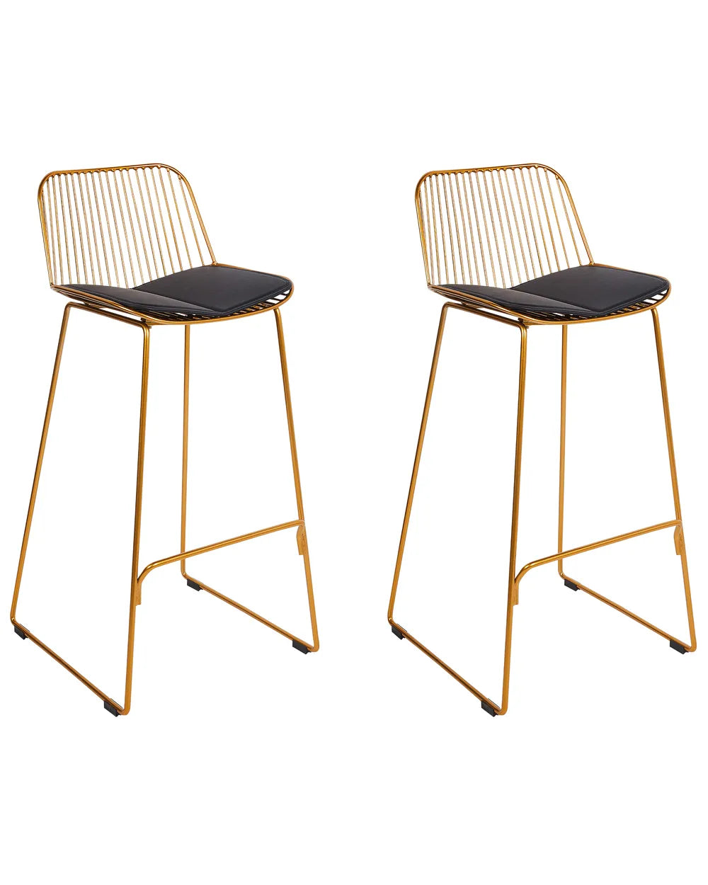Set of 2 Bar Chairs Metal Gold For Indoor Use Only Movaro